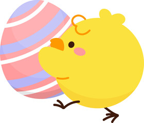 Cute yellow chick vector. Happy Easter Day illustration for clipart, sticker.