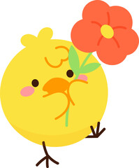 Cute yellow chick vector. Happy Easter Day illustration for clipart, sticker.