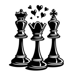 Romantic Chess Pieces with Hearts Vector