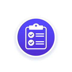 clipboard icon, round vector pictogram