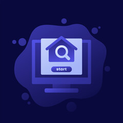 Naklejka premium online house search, vector design