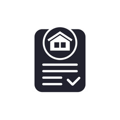 mortgage application icon, approved house loan pictogram on white