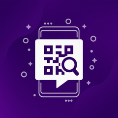 qr code search icon with a smart phone