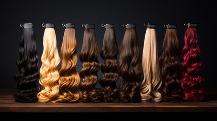 Generative AI, Beauty salon hair extensions different color samples