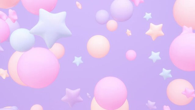 Looped cartoon stars and spheres animation.