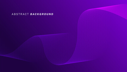 Abstract glowing wave lines on dark purple background. Dynamic wave pattern. Modern flowing wavy lines. Futuristic technology concept. Suit for banner, poster, cover, brochure, flyer, website
