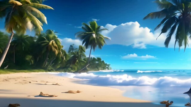 beach with palm tree seamless looping 4k animations videos