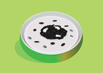 Bubur Ketan hitam, an Indonesian sweet dessert made of black glutinous rice porridge with coconut milk and palm sugar and usually also mixed with mung bean puree.