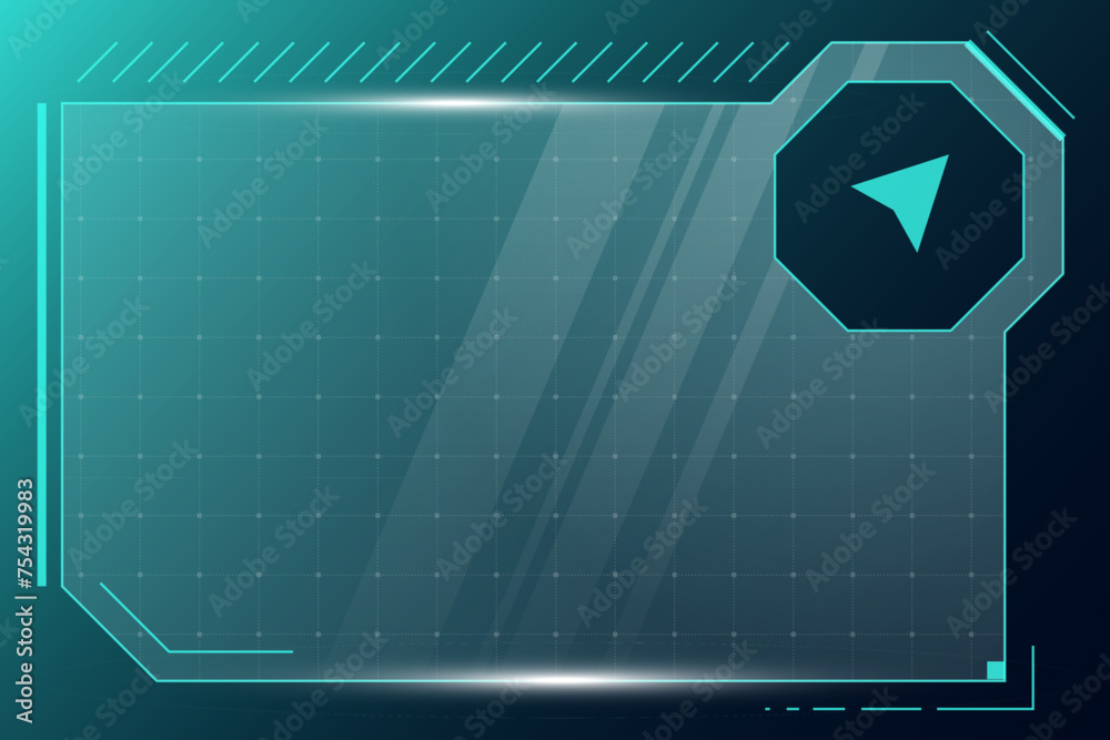 Poster hud digital futuristic user interface horizontal frame. sci fi high tech screen. gaming menu touchin