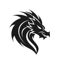 Naklejka premium Dragon black icon on a white background in minimalism сreated with Generative Ai