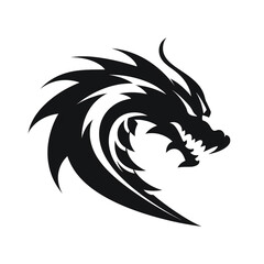 Dragon black icon on a white background in minimalism сreated with Generative Ai