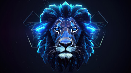 Vivid Digital Art: lion Snorting in Neon Color Illustration
 - obrazy, fototapety, plakaty
