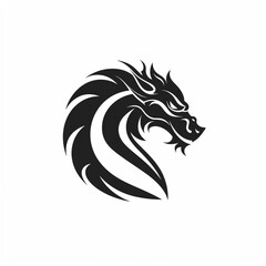 Obraz premium Dragon black icon on a white background in minimalism сreated with Generative Ai