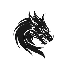 Naklejka premium Dragon black icon on a white background in minimalism сreated with Generative Ai