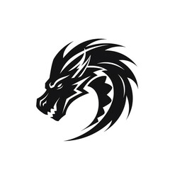 Obraz premium Dragon black icon on a white background in minimalism сreated with Generative Ai