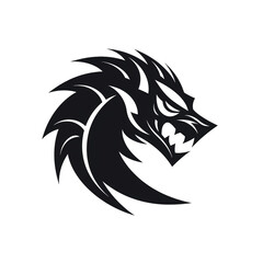 Obraz premium Dragon black icon on a white background in minimalism сreated with Generative Ai