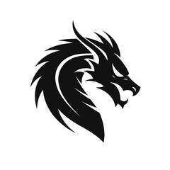 Dragon black icon on a white background in minimalism сreated with Generative Ai