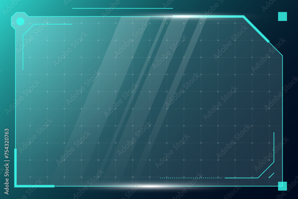 Poster hud digital futuristic user interface horizontal frame. sci fi high tech screen. gaming menu touchin