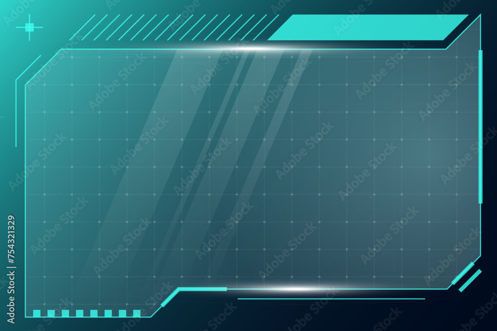 Poster hud digital futuristic user interface horizontal frame. sci fi high tech screen. gaming menu touchin