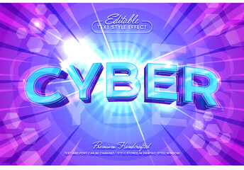 Cyber 3D vector text effect graphic style. Editable vector headline and title template.