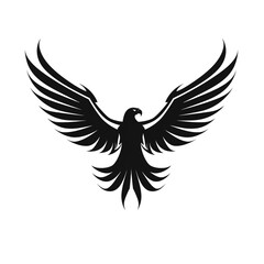 Obraz premium eagle black icon on a white background in minimalism сreated with Generative Ai