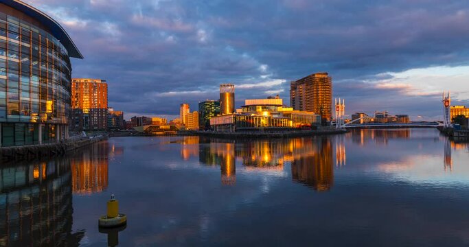 Salford Quay day to night time lapse. 