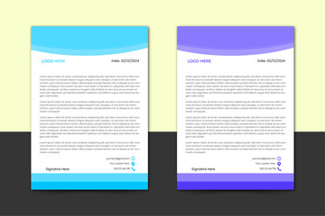 Clean and professional corporate company business letterhead template design with color variation bundle of 2 templates of a4 letterhead design.