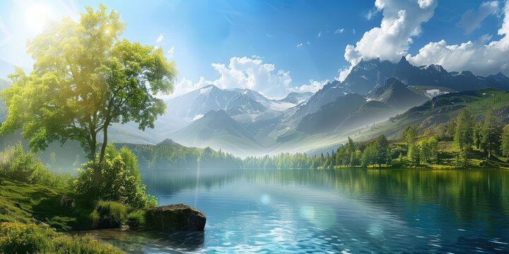 lake in the forest, wallpaper, background