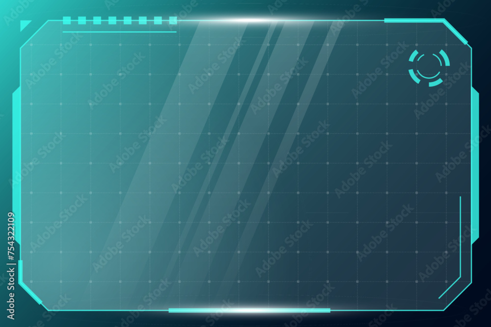 Poster hud digital futuristic user interface horizontal frame. sci fi high tech screen. gaming menu touchin