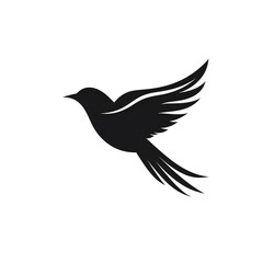 Obraz premium bird black icon on a white background in minimalism сreated with Generative Ai