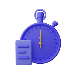 Document With Stopwatch 3d illustration