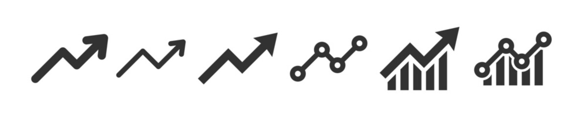 Graph growth icon. Chart increase sign. Arrow up. Profit diagram. Business progress. Grow statistic.