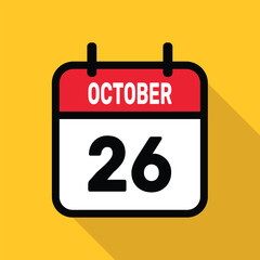 26 October Calendar Vector illustration background design.