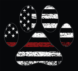 Vintage Flag With Thin Red Line Flag Paw Vector