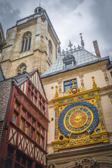 The Gros-Horloge, or Great Clock, is the monument that represents the symbol of the city of Rouen in Normandy - France.