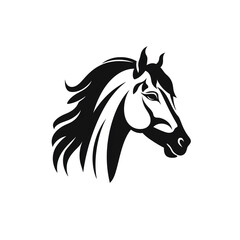 horse black icon on a white background in minimalism сreated with Generative Ai