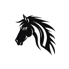 horse black icon on a white background in minimalism сreated with Generative Ai