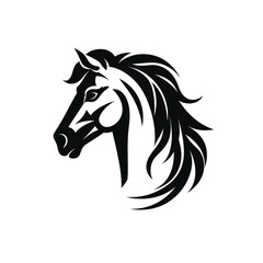 horse black icon on a white background in minimalism сreated with Generative Ai