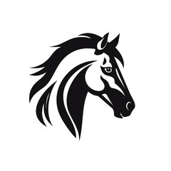 Fototapeta premium horse black icon on a white background in minimalism сreated with Generative Ai