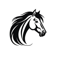 Fototapeta premium horse black icon on a white background in minimalism сreated with Generative Ai