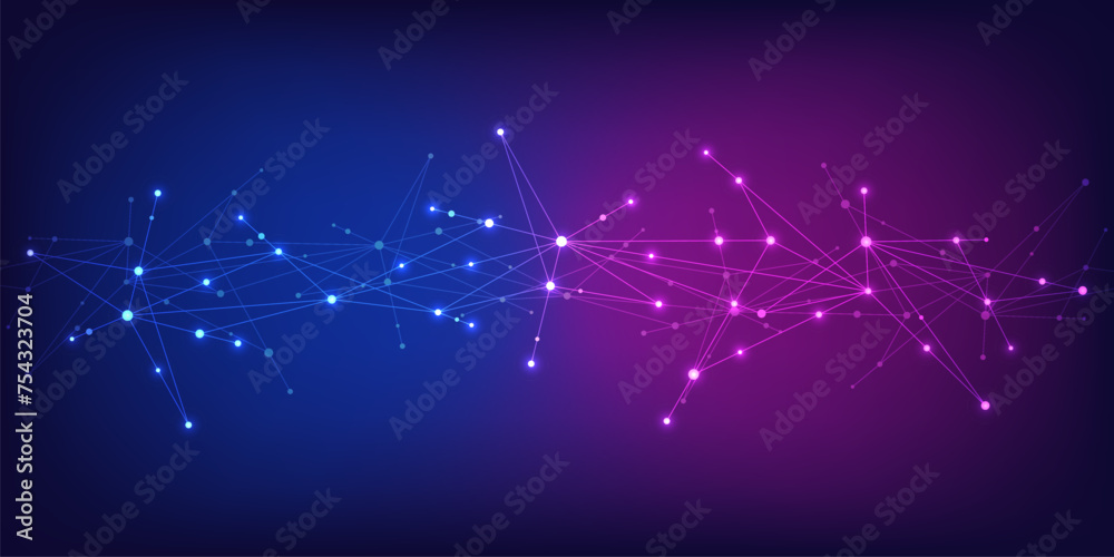 Poster abstract technology background with connecting the dots and lines. global network connection, intern