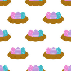 nest with eggs easter seamless pattern