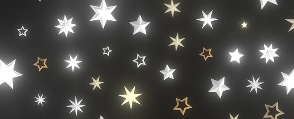 Descendant Christmas Constellations: Mind-Blowing 3D Illustration of Falling Festive Star Patterns
