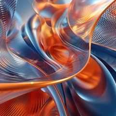 Foto op Plexiglas Abstract 3d orange and blue fractal background - Generative AI © Sumaira