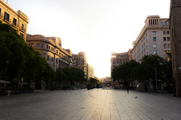 Tourist square in the gothic quarter of barcelona