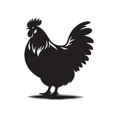 Poultry Perfection: Vector Hen Silhouette Collection for Farmyard Designs, Animal Illustrations, and Rustic-themed Artwork. Black hen vector.