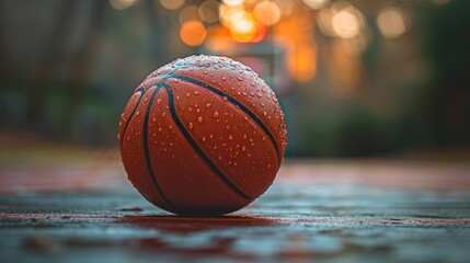 Classic basketball ball in motion isolated