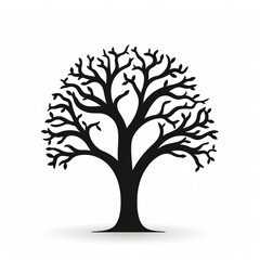Obraz premium tree black icon on a white background in minimalism сreated with Generative Ai