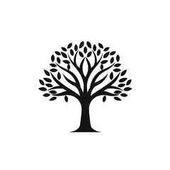 Obraz premium tree black icon on a white background in minimalism сreated with Generative Ai