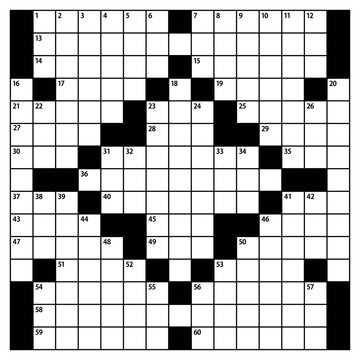 Square crossword puzzle vector  graphic. American-style crossword puzzle.15x15 Blank crossword grid.